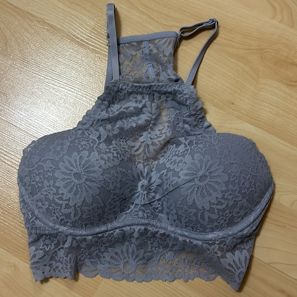 Victoria Secret Pink Floral Lace Halter Bra Bralette